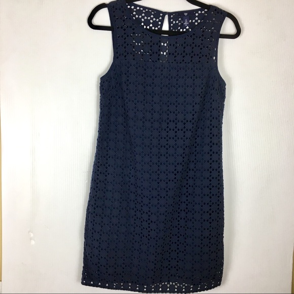 SALE❤️NWOT Gap Navy Sleeveless Eyelet Dress - Picture 2 of 4